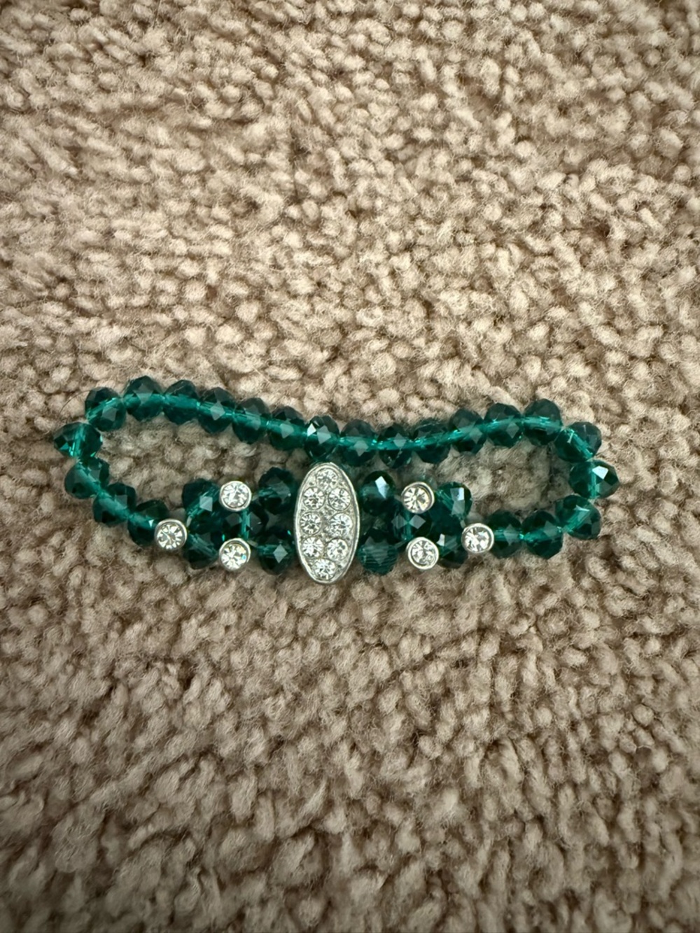 Beaded Stretch Bracelet with Rhinestone Accent